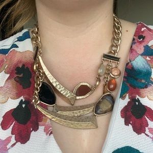 Statement Three Layored Gem Necklace